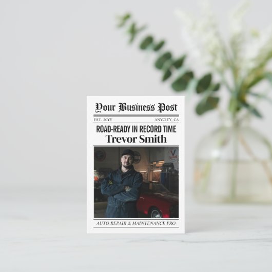 ZeitungsVisitenkarte, Auto-Reparaturautomat Telefonnummerkarte (Stehend Vorderseite)