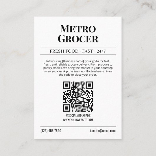 ZeitungsVisitenkarte, Lebensmittelzustellungsservi Telefonnummerkarte (Rückseite)