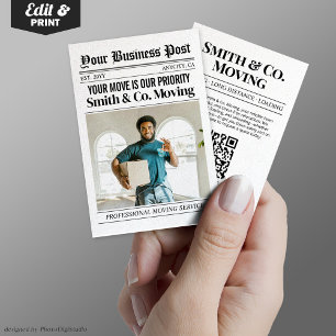 ZeitungsVisitenkarte, Verpackung und Umzug Telefonnummerkarte