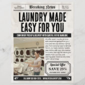 Zeitungswäscheservice Flyer, Retro Business Flyer (Vorne)