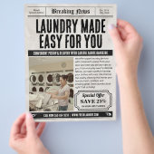 Zeitungswäscheservice Flyer, Retro Business Flyer (Hand)