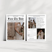 Zeitungszeitung Foto Hochzeit speichern das Datum Einladung