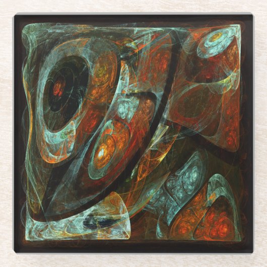 Zeitunterteilung Abstrakter Kunst Glasuntersetzer (Vorderseite)