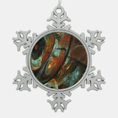 Zeitunterteilung Abstrakter Kunst Schneeflocken Zinn-Ornament (Vorderseite)