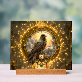 Zeitwächter Rabe – Gothic Uhrwerk Acrylschild