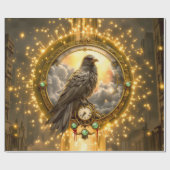 Zeitwächter Rabe – Gothic Uhrwerk  Geschenkpapier (Flach)