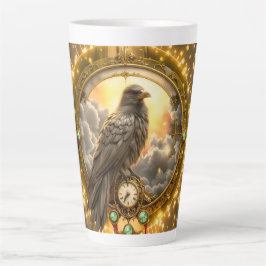 Zeitwächter Rabe – Gothic Uhrwerk Milchtasse