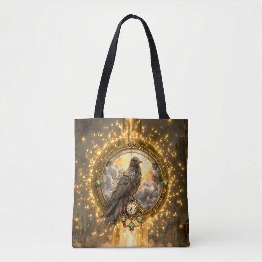 Zeitwächter Rabe – Gothic Uhrwerk  Tasche (Vorderseite)
