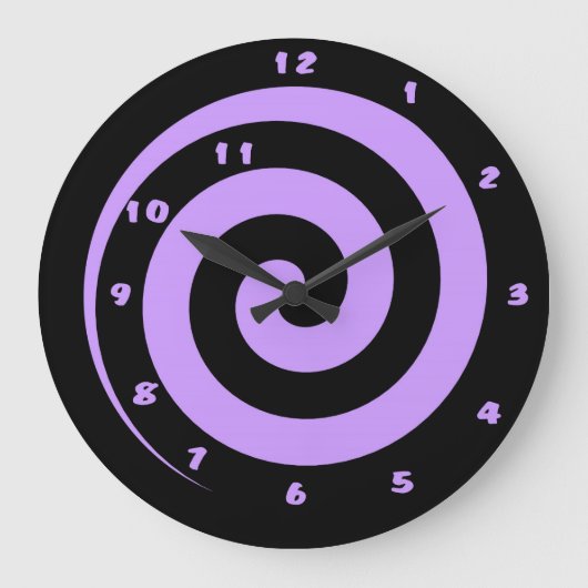 Zeitwinde Lila und schwarze Spiralwand Große Wanduhr (Vorderseite)