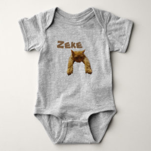 Zeke Name mit lustiger Lazy Cat, Baby Bodysuit Strampler