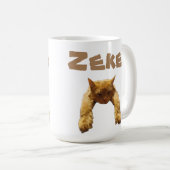 Zeke-Name mit lustiger Lazy Cat, Tasse des Kaffees (VorderseiteRechts)