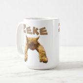 Zeke-Name mit lustiger Lazy Cat, Tasse des Kaffees (Vorderseite Links)