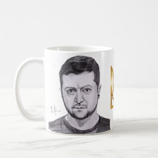 Zelensky Autogramm-Tasse Kaffeetasse (Links)