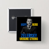 Zelensky Hope Hero Ukraine Strong Button (Vorne & Hinten)