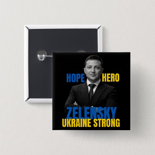 Zelensky Hope Hero Ukraine Strong Button (Vorne & Hinten)