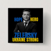 Zelensky Hope Hero Ukraine Strong Button (Vorderseite)