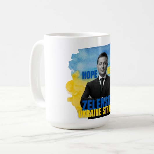 Zelensky Hope Hero Ukraine Strong Kaffeetasse (Vorderseite Links)