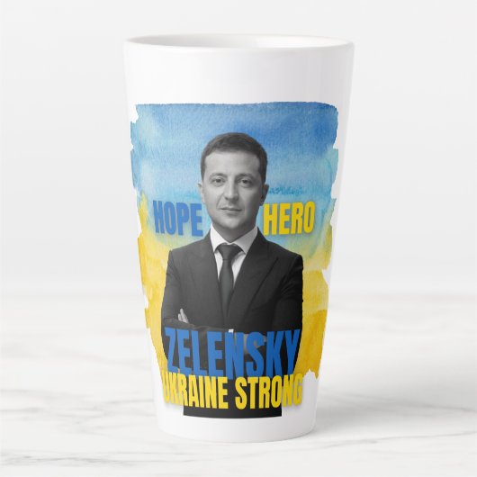 Zelensky Hope Hero Ukraine Strong Milchtasse (Vorderseite)
