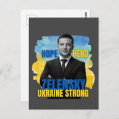 Zelensky Hope Hero Ukraine Strong Postkarte (Vorne/Hinten)