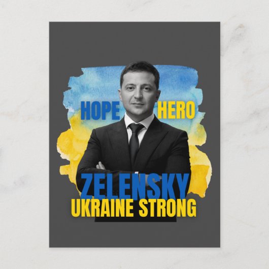 Zelensky Hope Hero Ukraine Strong Postkarte (Vorderseite)