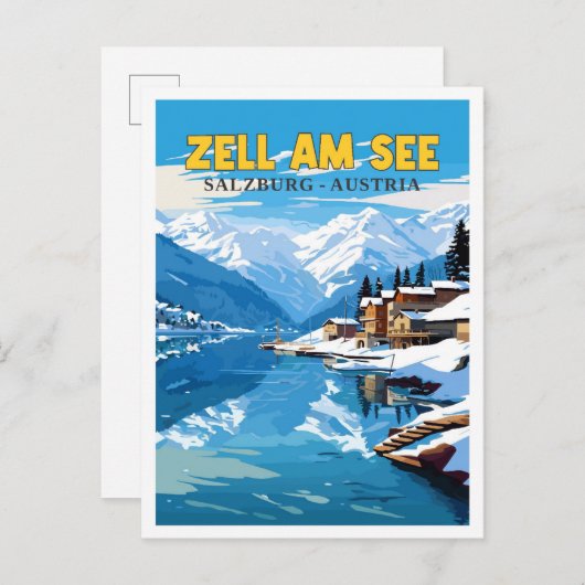 Zell Am See Austria Vintage Illustration Postkarte (Vorne/Hinten)
