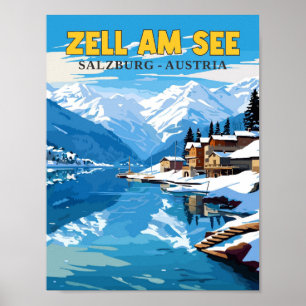 Zell Am See Österreich Vintage-Reiseillustration Poster