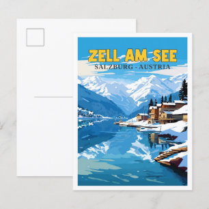 Zell Am See Österreich Vintage-Reiseillustration Postkarte