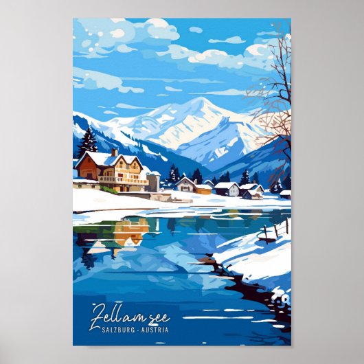 Zell am see Salzburg Austria Travel Illustration Poster (Vorne)