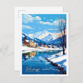 Zell am see Salzburg Austria Travel Illustration Postkarte (Vorne/Hinten)