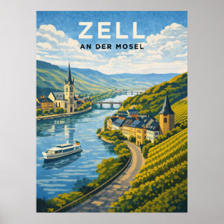 Zell Deutschland Vintage Reise Poster