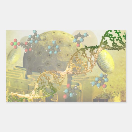 Zelle mit DNA-Aufklebern Rechteckiger Aufkleber (Vorderseite)