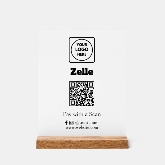 Zelle QR-Code | Kundenspezifisches Firmenlogo für Acrylschild (Vorderseite)