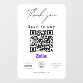 Zelle QR Code Logo Scan to Pay Vielen Dank Fensteraufkleber (Blatt)