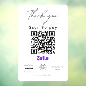 Zelle QR Code Logo Scan to Pay Vielen Dank Fensteraufkleber (Blatt 3)