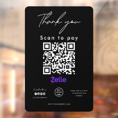 Zelle QR Code Logo Scan to Pay Vielen Dank Schwarz Fensteraufkleber (Blatt 2)