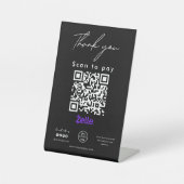Zelle QR Code Logo Scan to Pay Vielen Dank Schwarz Sockelschild (Vorderseite)