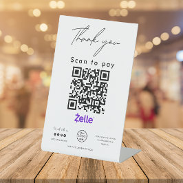Zelle QR Code Logo Scan to Pay Vielen Dank Sockelschild
