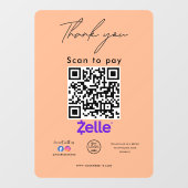 Zelle QR-Code-Logo Vielen Dank Scan to Pay Fensteraufkleber (Blatt)