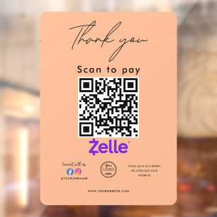 Zelle QR-Code-Logo Vielen Dank Scan to Pay Fensteraufkleber