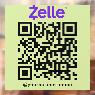 Zelle QR Code Payment Scan zu bezahlen Lime Green Fensteraufkleber
