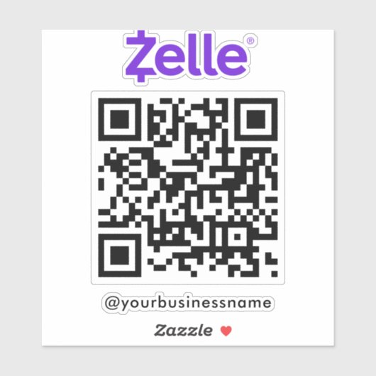 Zelle QR Code Payment Scan zu bezahlen weiß Aufkleber (Blatt)