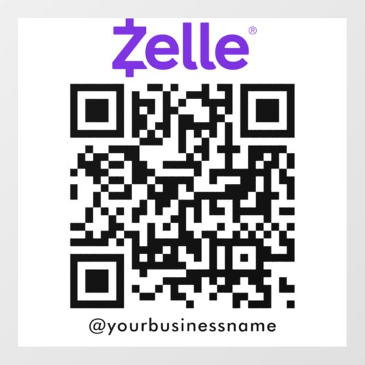Zelle QR Code Payment Scan zu bezahlen weiß Fensteraufkleber (Blatt)