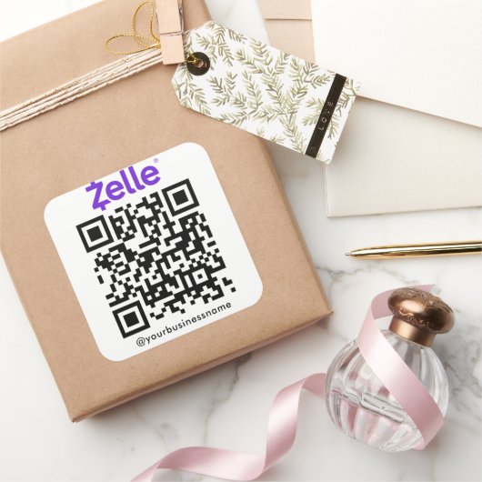 Zelle QR Code Payment Scan zu bezahlen weiß Quadratischer Aufkleber (Schenken)