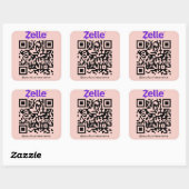 Zelle QR Code Payment Scan zu zahlen Blush Pink Quadratischer Aufkleber (Blatt)