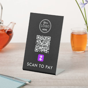 Zelle QR Code Scan zu bezahlen Moderne Logos schwa Sockelschild