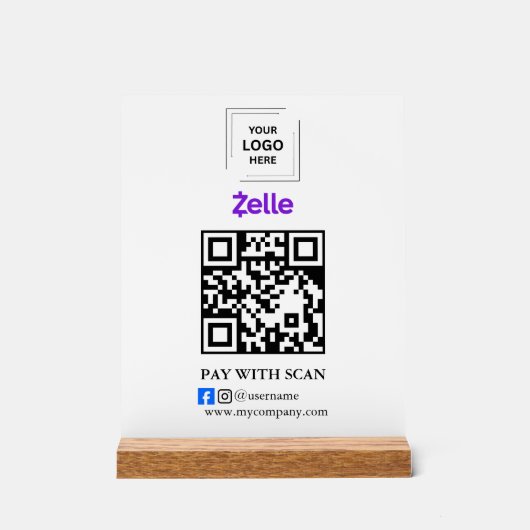 Zelle QR-Code-Scan zum Bezahlen Acryl Geschäftssch Acrylschild (Vorderseite)
