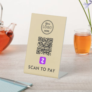 Zelle QR Code Scan zur Bezahlung moderner Logo Gro Sockelschild