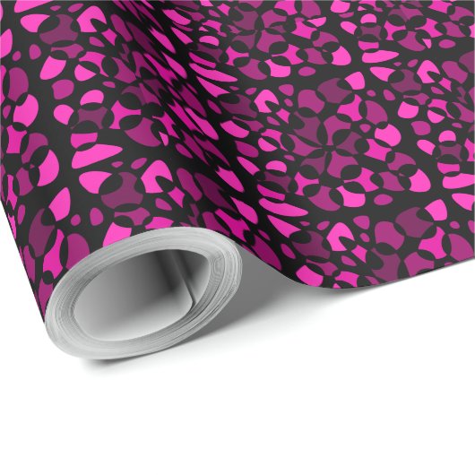 Zellen Abstraktion Black Magenta Fuchsia Gradient Geschenkpapier (Rolleneckpunkt)