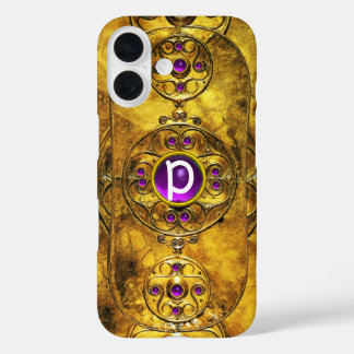ZELLENKRIEGSSCHIEDE LILA AMETHYST GEM MONOGRAMM iPhone 16 HÜLLE