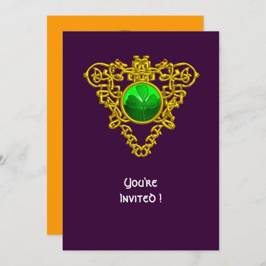 ZELLISCHES HERZ MIT KLEEBLATT ST PATRICK'S DAY PAR EINLADUNG (Vorne/Hinten)